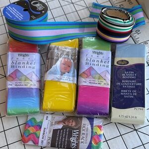 Vintage Blanket Binding & Grosgrain Ribbon Lot – Wrights Satin & Fancy Binding,